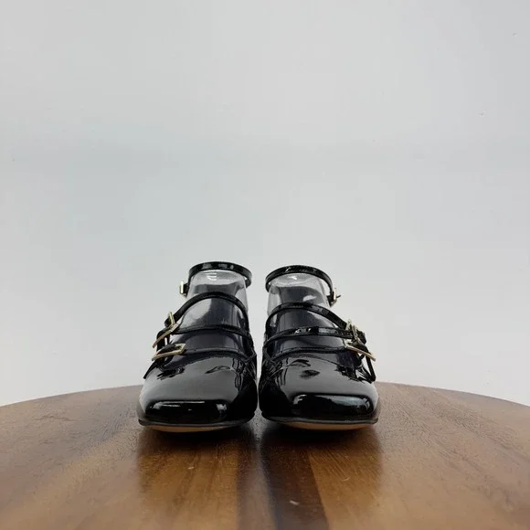 New Womens Alohas Luke Onix Black Patent Leather Casual Ballet Flats Size EU‎ 39 - Picture 3 of 8